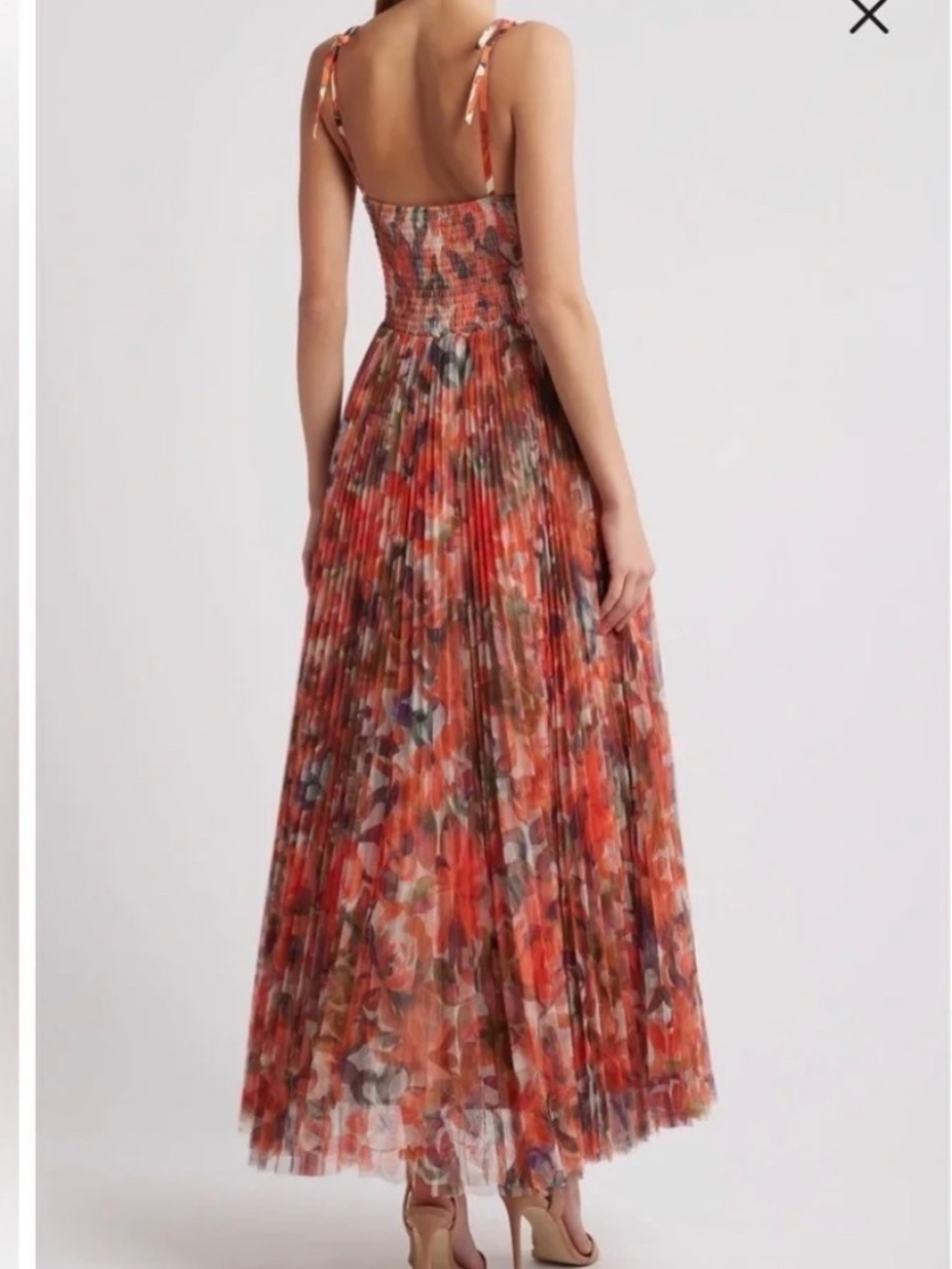 Hutch Brianna Pleated Tie Strap Gown